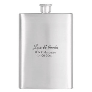 Love & thanks add couple name wedding add date yea hip flask