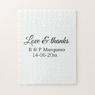Love & thanks add couple name wedding add date yea jigsaw puzzle