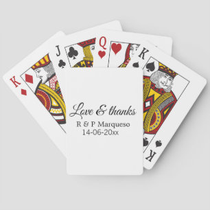 Love & thanks add couple name wedding add date yea playing cards