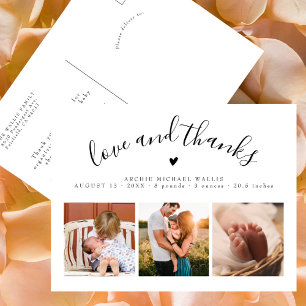 Love&Thanks Arch Photo Birth Announcement Postcard