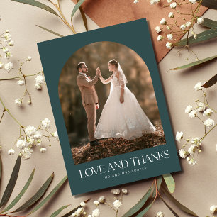 Love Thanks Arch Photo Boho Wedding Thank You  Card