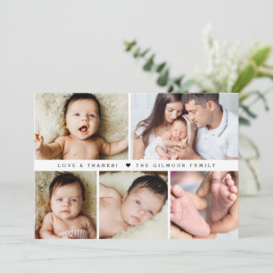Love & Thanks Baby Shower Photo Collage New baby Thank You Card