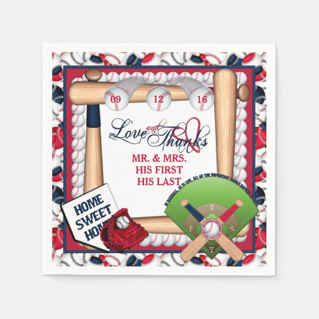 Love-Thanks Baseball Wedding-CUSTOM NAPKINS (Front)