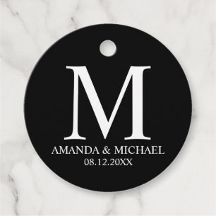 'Love & Thanks' Black and White Elegant Wedding Favour Tags