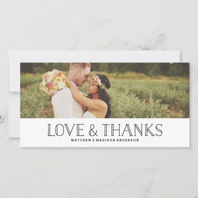 Love & Thanks Boho | Wedding Thank You Photo Card (Front)