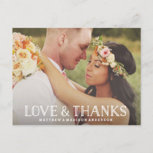Love & Thanks Boho Wedding Thank You Postcard