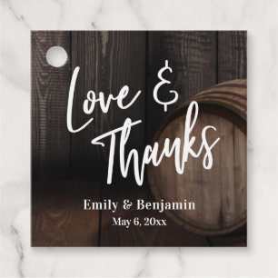 Love & Thanks Casual Typography w/ Wooden Barrel Favour Tags