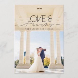 Love & Thanks   Chic and Formal Thank You Photo Card