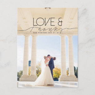 Love & Thanks   Chic and Formal Thank You Photo Postcard