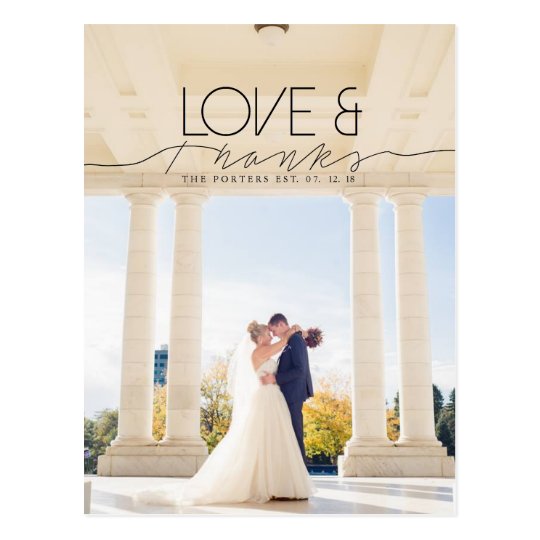 Love & Thanks | Chic and Formal Thank You Photo Postcard