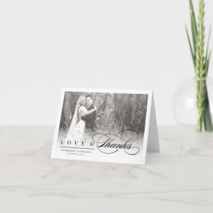 Love & Thanks Chic Script Photo Wedding Thank You Note Card
