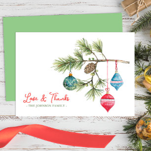 Love & Thanks Christmas Watercolor Thank You Card