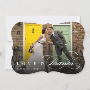 Love & Thanks Classic Script Photo Modern Wedding Thank You Card