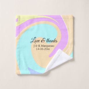 Love & thanks colourful marble wedding name wash cloth