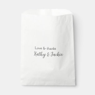 Love & thanks couple name wedding simple minimal  favour bags