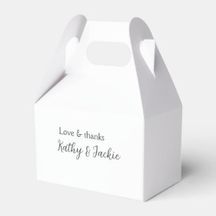 Love & thanks couple name wedding simple minimal  favour box