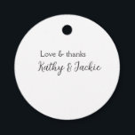 Love & thanks couple name wedding simple minimal  favour tags<br><div class="desc">girly design</div>