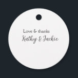 Love & thanks couple name wedding simple minimal  favour tags<br><div class="desc">girly design</div>