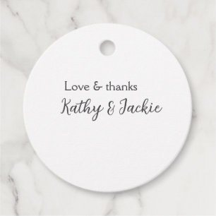 Love & thanks couple name wedding simple minimal  favour tags