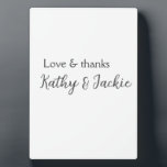 Love & thanks couple name wedding simple minimal  plaque<br><div class="desc">girly design</div>