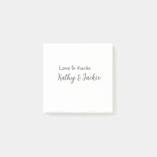 Love & thanks couple name wedding simple minimal post-it notes