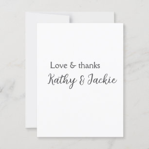 Love & thanks couple name wedding simple minimal postcard