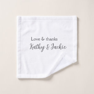 Love & thanks couple name wedding simple minimal  wash cloth