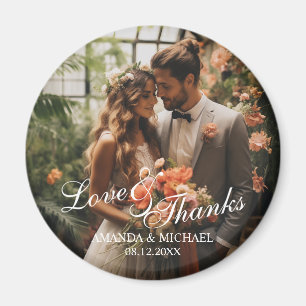 'Love & Thanks' Custom Photo Wedding Favour Magnet