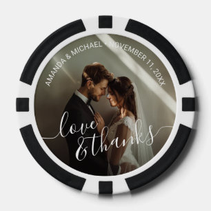 'Love & Thanks' Custom Photo Wedding Favour Poker Chips