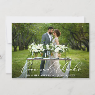Love Thanks Elegant Calligraphy Wedding Thank You Card