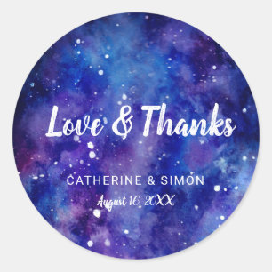 love & thanks elegant galaxy night sky stars chic classic round sticker