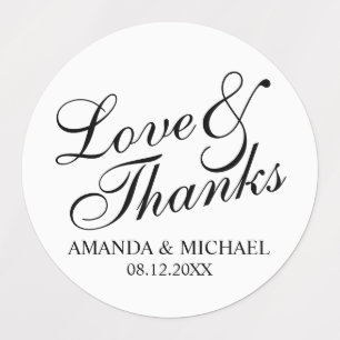 'Love & Thanks' Elegant Script Wedding Favour