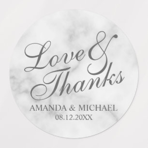 'Love & Thanks' Elegant Script Wedding Favour Labe