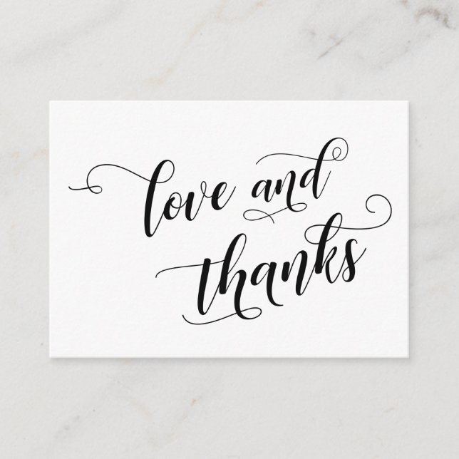 Love & Thanks Elegant Typography Wedding Favour Enclosure Card (Front)