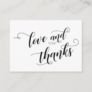 Love & Thanks Elegant Typography Wedding Favour Enclosure Card