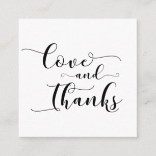 Love & Thanks Elegant Typography Wedding Favour Enclosure Card