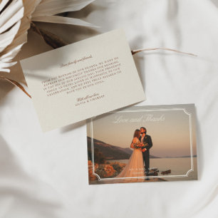 Love & Thanks Elegant Wedding Photo Thank You Card