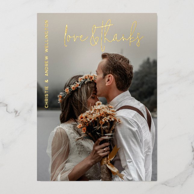 Love & Thanks Elegant Wedding Thank You Card (Front)