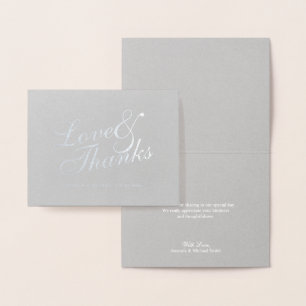 'Love&Thanks' Elegant Wedding Thank You Silver Foil Card
