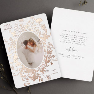 Love & Thanks Floral Rose Gold Foil Thank You Card