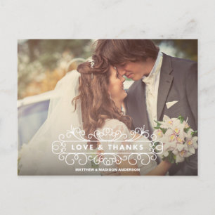 LOVE & THANKS FRAME   WEDDING THANK YOU POST CARD