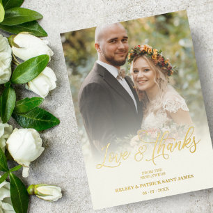 Love & Thanks Minimalist Photo Wedding