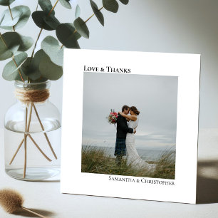 Love & Thanks Minimalist Wedding Photo Thank You Card