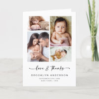 Love & Thanks | Modern Four Photo New Baby Folded 