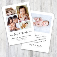 Love & Thanks Modern Four Photo New Baby 