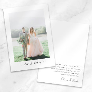 Love & Thanks Modern Minimalist Photo Wedding Thank You Card