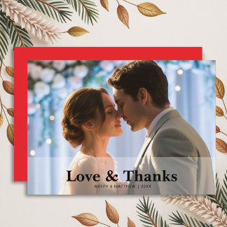 Love & Thanks Modern Romantic Couple Greeting Card