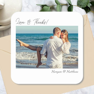 Love & Thanks, Personalise Photo & Names Square Sticker
