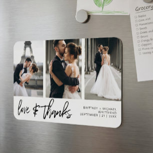 Love Thanks Photo Collage Hand-Lettered White Magnet