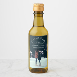 Love & Thanks Photo Wedding Mini Wine Label